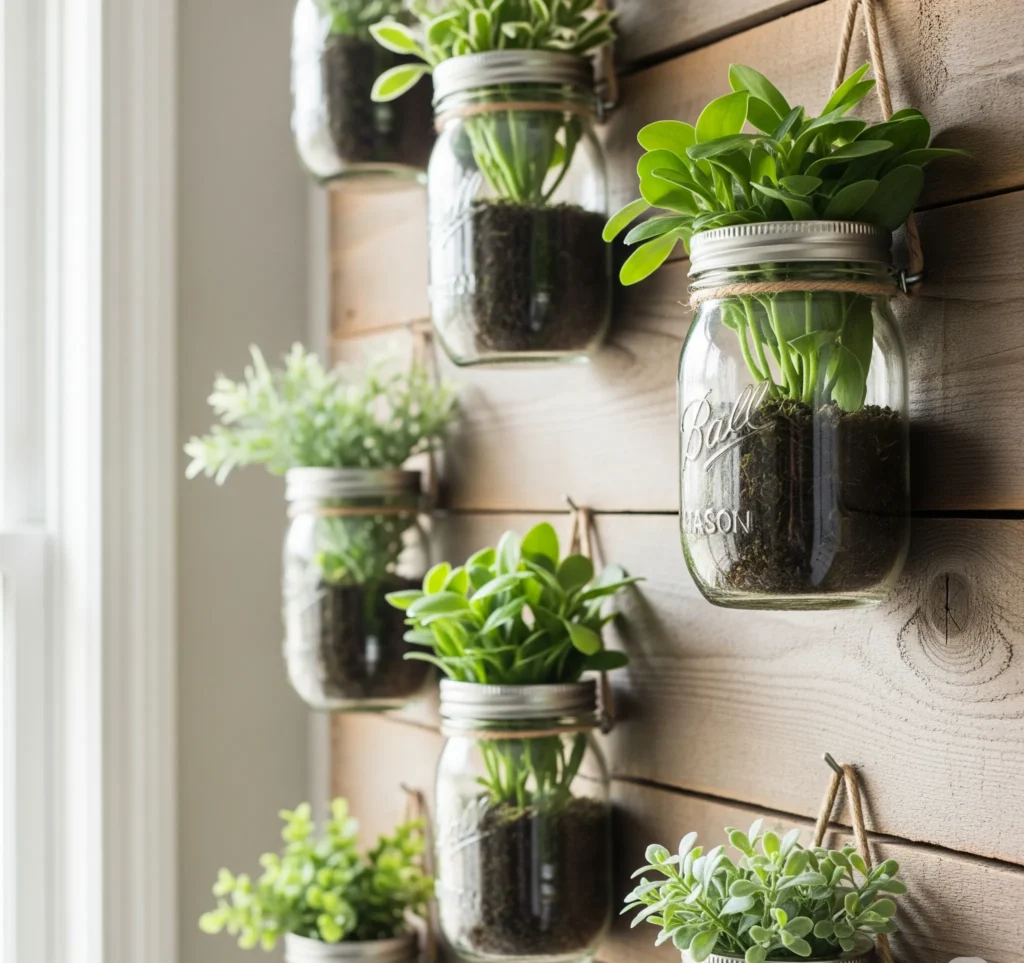 Wall Planters in Mason Jars