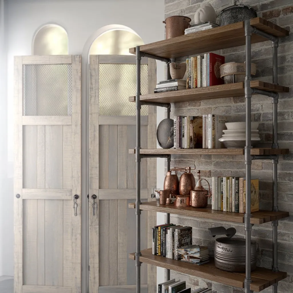 Shelving for Industrial Pipes for Farmhouse Wall Decor