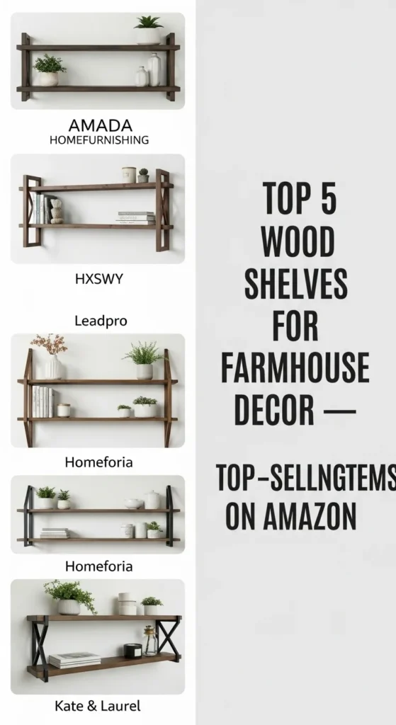 Top 5 wood shelves for farmhouse decor top-selling items on Amazon